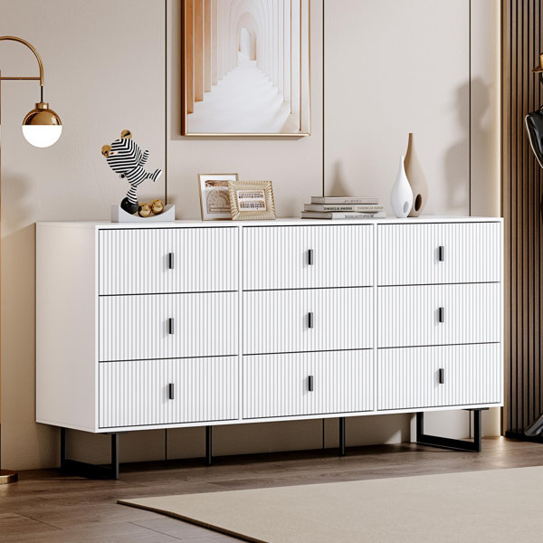 Rubbermaid White 9 Drawer Dresser For Bedroom, Large Double Dresser